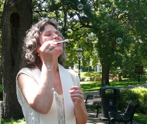 Rev Katy Blowing Bubbles